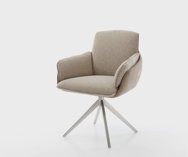 DELIFE Draaistoel Luan-Flex met armleuning microvelours mud vintage kruisframe breed roestvrij staal 360° draaibaar rocker-functie