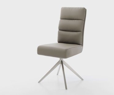 DELIFE Draaistoel Pela-Flex echt leer mud kruisframe breed roestvrij staal 360° draaibaar rocker-functie pocketveer kern