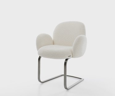 DELIFE Sledemodel Nube-Flex met armleuning bouclé wit sledemodel vlak grafiet pocketveer kern