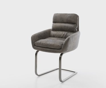 DELIFE Sledemodel Abelia-Flex met armleuning microvelours grijs antiek sledemodel vlak grafiet