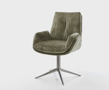 DELIFE Draaistoel Clea-Flex chenille olijfgroen kruispoot grafiet 360° draaibaar rocker-functie
