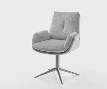 DELIFE Draaistoel Clea-Flex chenille zilver grijs kruispoot grafiet 360° draaibaar rocker-functie