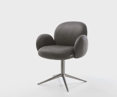 DELIFE Draaistoel Nube-Flex met armleuning microvelours antraciet vintage kruispoot grafiet 360° draaibaar rocker-functie pocketveer kern