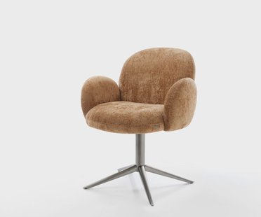 DELIFE Draaistoel Nube-Flex met armleuning chenille roest kruispoot grafiet 360° draaibaar rocker-functie pocketveer kern