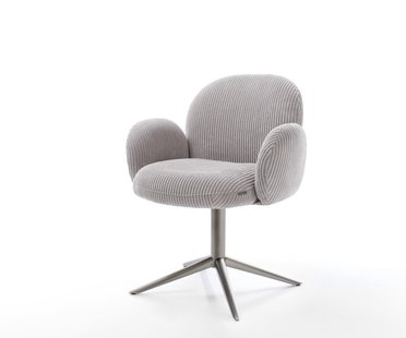 DELIFE Draaistoel Nube-Flex met armleuning koord zilver grijs kruispoot grafiet 360° draaibaar rocker-functie pocketveer kern