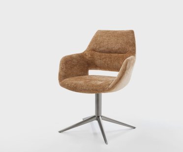 DELIFE Draaistoel Yago-Flex met armleuning chenille roest kruispoot grafiet 360° draaibaar rocker-functie pocketveer kern
