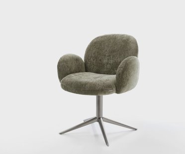 DELIFE Draaistoel Nube-Flex met armleuning chenille olijfgroen kruispoot grafiet 360° draaibaar rocker-functie pocketveer kern