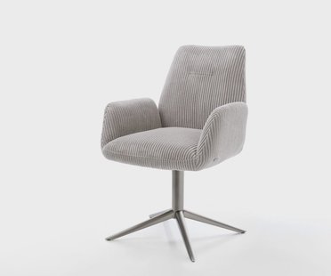 DELIFE Draaistoel Zoa-Flex koord zilver grijs kruispoot grafiet 360° draaibaar rocker-functie pocketveer kern