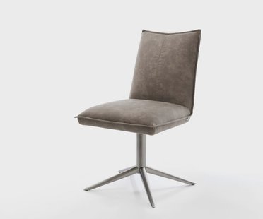 DELIFE Draaistoel Lelio-Flex microvelours taupe vintage kruispoot grafiet 360° draaibaar rocker-functie pocketveer kern