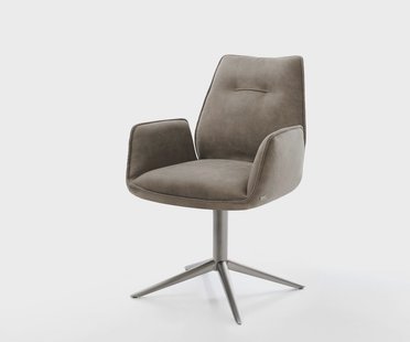 DELIFE Draaistoel Zoa-Flex microvelours taupe vintage kruispoot grafiet 360° draaibaar rocker-functie pocketveer kern