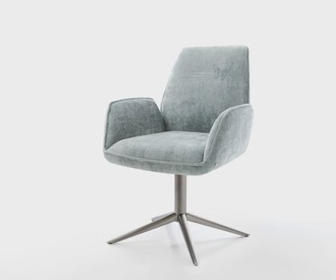 DELIFE Draaistoel Zoa-Flex chenille pastelblauw kruispoot grafiet 360° draaibaar rocker-functie pocketveer kern