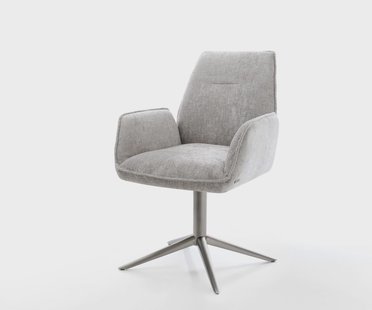 DELIFE Draaistoel Zoa-Flex chenille zilver grijs kruispoot grafiet 360° draaibaar rocker-functie pocketveer kern