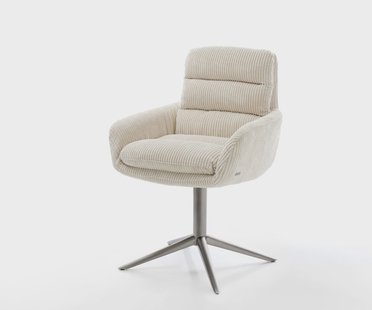 DELIFE Draaistoel Abelia-Flex met armleuning koord beige kruispoot grafiet 360° draaibaar rocker-functie