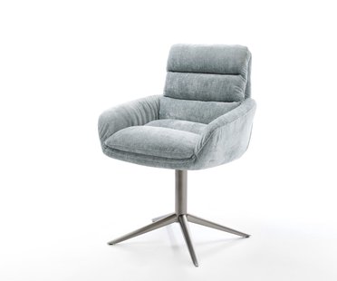 DELIFE Draaistoel Abelia-Flex met armleuning chenille pastelblauw kruispoot grafiet 360° draaibaar rocker-functie