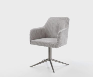 DELIFE Draaistoel Greg-Flex koord zilver grijs kruispoot grafiet 360° draaibaar rocker-functie pocketveer kern