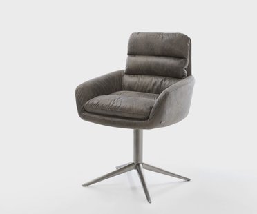 DELIFE Draaistoel Abelia-Flex met armleuning microvelours grijs antiek kruispoot grafiet 360° draaibaar rocker-functie
