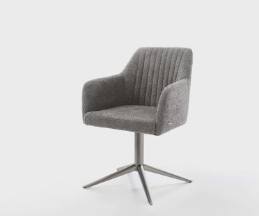 DELIFE Draaistoel Pejo-Flex bouclé grijs kruispoot grafiet 360° draaibaar rocker-functie