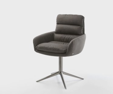 DELIFE Draaistoel Abelia-Flex met armleuning microvelours antraciet vintage kruispoot grafiet 360° draaibaar rocker-functie
