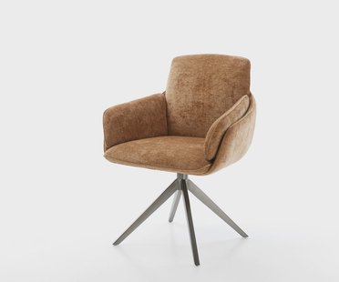 DELIFE Draaistoel Luan-Flex met armleuning chenille roest kruisframe breed grafiet 360° draaibaar rocker-functie