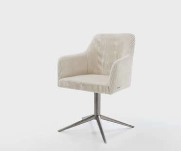 DELIFE Draaistoel Greg-Flex koord beige kruispoot grafiet 360° draaibaar rocker-functie pocketveer kern