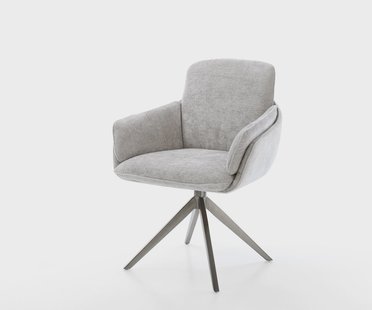 DELIFE Draaistoel Luan-Flex met armleuning chenille zilver grijs kruisframe breed grafiet 360° draaibaar rocker-functie