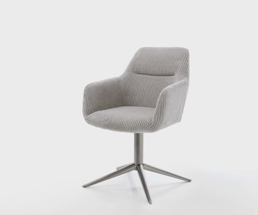 DELIFE Draaistoel Pejo-Flex koord zilver grijs kruispoot grafiet 360° draaibaar rocker-functie pocketveer kern