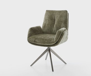 DELIFE Draaistoel Clea-Flex chenille olijfgroen kruisframe breed grafiet 360° draaibaar rocker-functie