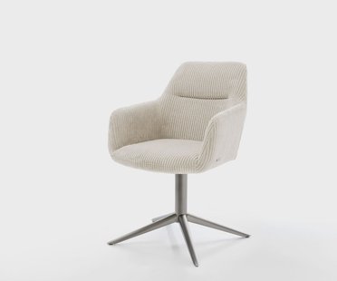 DELIFE Draaistoel Pejo-Flex koord beige kruispoot grafiet 360° draaibaar rocker-functie pocketveer kern