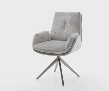 DELIFE Draaistoel Clea-Flex chenille zilver grijs kruisframe breed grafiet 360° draaibaar rocker-functie