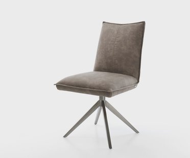 DELIFE Draaistoel Lelio-Flex microvelours taupe vintage kruisframe breed grafiet 360° draaibaar rocker-functie pocketveer kern