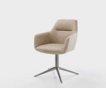 DELIFE Draaistoel Pejo-Flex microvelours beige vintage kruispoot grafiet 360° draaibaar rocker-functie pocketveer kern