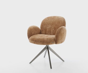 DELIFE Draaistoel Nube-Flex met armleuning chenille roest kruisframe breed grafiet 360° draaibaar rocker-functie pocketveer kern