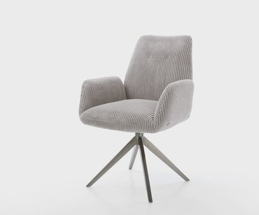 DELIFE Draaistoel Zoa-Flex koord zilver grijs kruisframe breed grafiet 360° draaibaar rocker-functie pocketveer kern