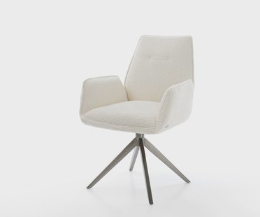 DELIFE Draaistoel Zoa-Flex bouclé wit kruisframe breed grafiet 360° draaibaar rocker-functie pocketveer kern