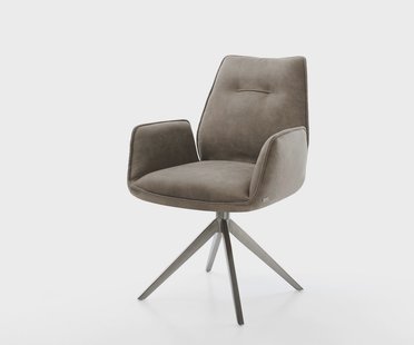 DELIFE Draaistoel Zoa-Flex microvelours taupe vintage kruisframe breed grafiet 360° draaibaar rocker-functie pocketveer kern