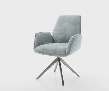 DELIFE Draaistoel Zoa-Flex chenille pastelblauw kruisframe breed grafiet 360° draaibaar rocker-functie pocketveer kern