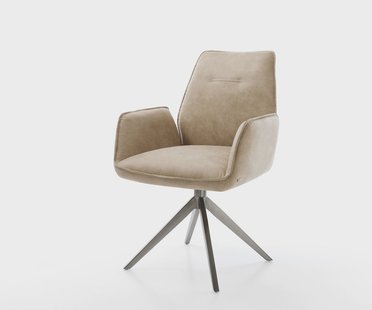 DELIFE Draaistoel Zoa-Flex microvelours beige vintage kruisframe breed grafiet 360° draaibaar rocker-functie pocketveer kern