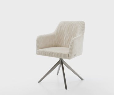 DELIFE Draaistoel Greg-Flex koord beige kruisframe breed grafiet 360° draaibaar rocker-functie pocketveer kern