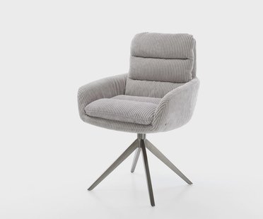 DELIFE Draaistoel Abelia-Flex met armleuning koord zilver grijs kruisframe breed grafiet 360° draaibaar rocker-functie