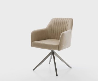 DELIFE Draaistoel Greg-Flex microvelours beige vintage kruisframe breed grafiet 360° draaibaar rocker-functie pocketveer kern