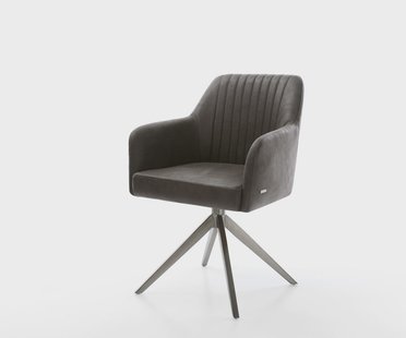 DELIFE Draaistoel Greg-Flex microvelours antraciet vintage kruisframe breed grafiet 360° draaibaar rocker-functie pocketveer kern