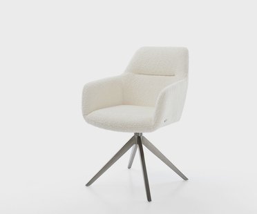 DELIFE Draaistoel Pejo-Flex bouclé wit kruisframe breed grafiet 360° draaibaar rocker-functie pocketveer kern