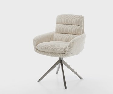 DELIFE Draaistoel Abelia-Flex met armleuning koord beige kruisframe breed grafiet 360° draaibaar rocker-functie