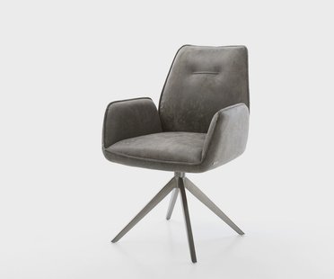 DELIFE Draaistoel Zoa-Flex microvelours grijs antiek kruisframe breed grafiet 360° draaibaar rocker-functie pocketveer kern