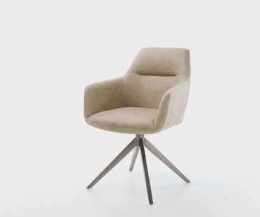 DELIFE Draaistoel Pejo-Flex microvelours beige vintage kruisframe breed grafiet 360° draaibaar rocker-functie pocketveer kern