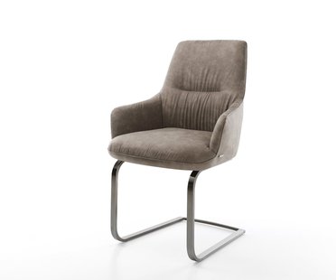 DELIFE Sledemodel Zelia-Flex met armleuning microvelours taupe vintage sledemodel vlak grafiet pocketveer kern