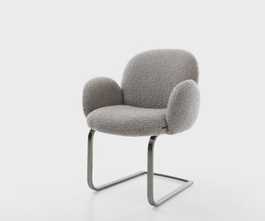 DELIFE Sledemodel Nube-Flex met armleuning bouclé zilver grijs sledemodel vlak grafiet pocketveer kern