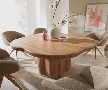 DELIFE Eettafel Orbion 180x175 acacia natuur houten onderstel