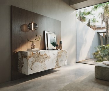 DELIFE Dressoir Cuor 180 cm Keramiek Minas Melange Wit-beige 2 Deuren 3 Laden Zwevend