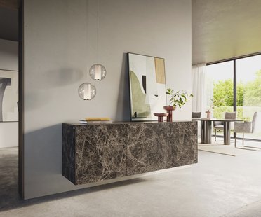 DELIFE Dressoir Cuor 180 cm Keramiek Emperador Extra Lucidato Donkerbruin 2 Deuren 3 Laden Zwevend